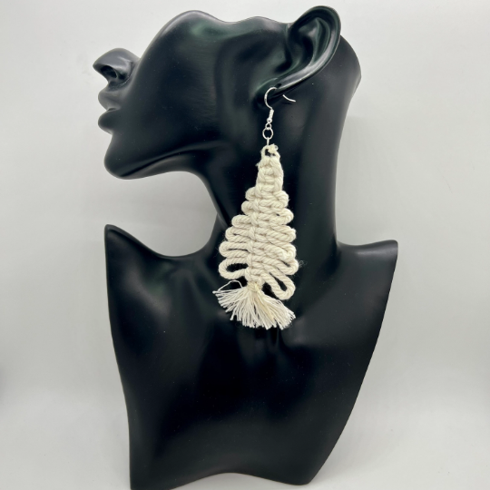 Oversize Yarn Tree Tassel Earrings