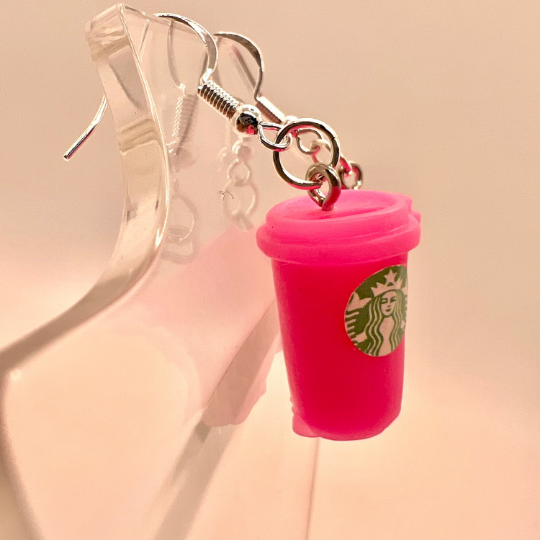 Pink Starbucks Cup Earrings
