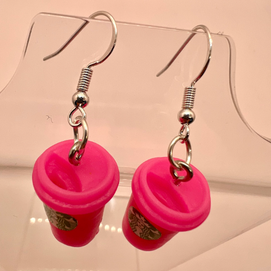 Pink Starbucks Cup Earrings