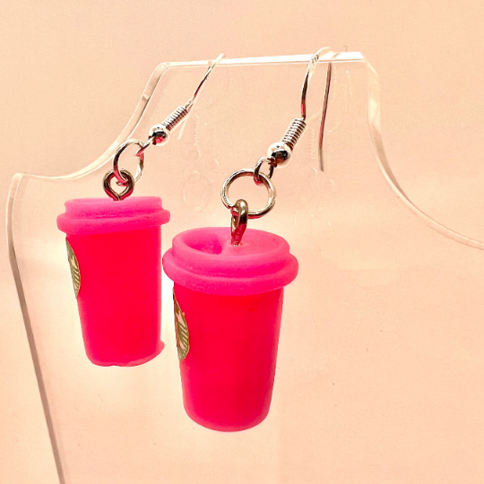 Pink Starbucks Cup Earrings