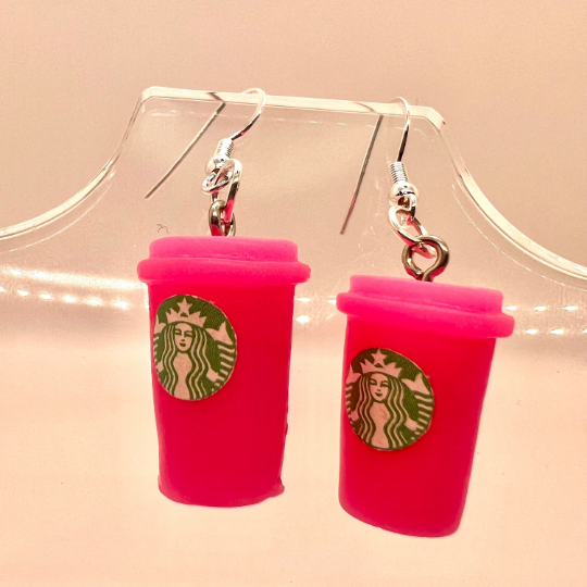 Pink Starbucks Cup Earrings