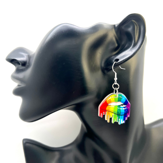 Rainbow Lips & Teeth Earrings