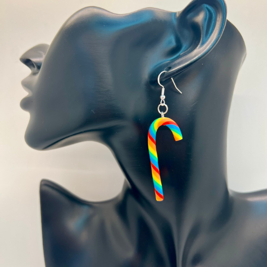 Rainbow Candy Cane Earrings