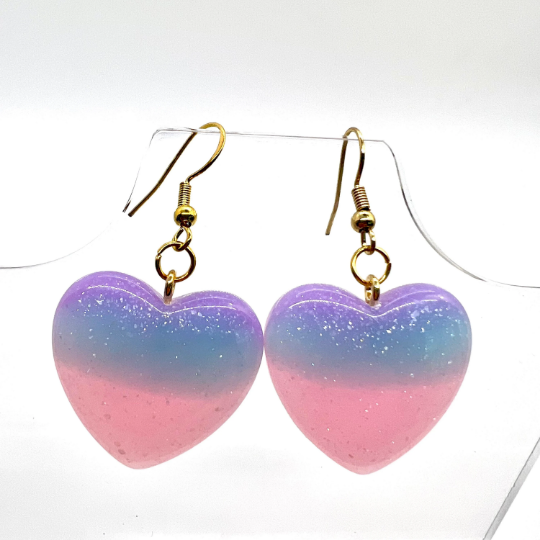 Glitter Heart Earrings