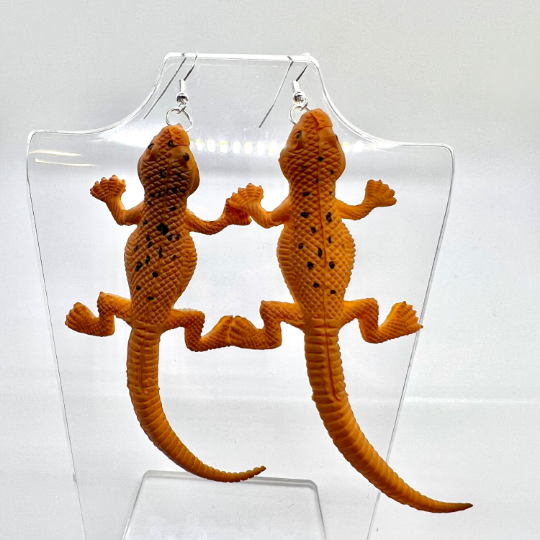 Orange Lizard Earrings