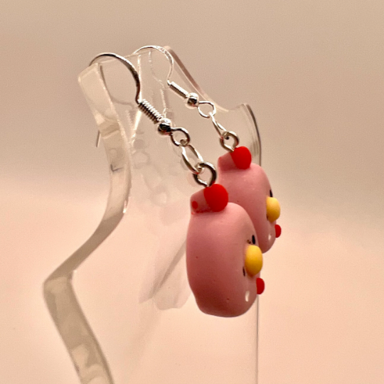 Pink Chicken Earrings