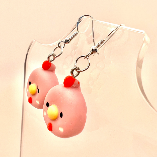 Pink Chicken Earrings