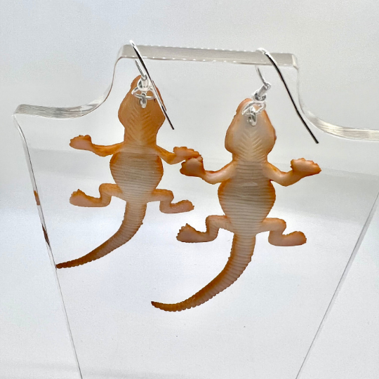 Orange Lizard Earrings