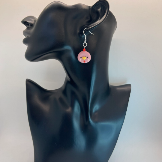 Pink Chicken Earrings