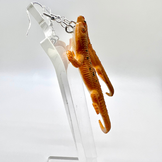 Orange Lizard Earrings