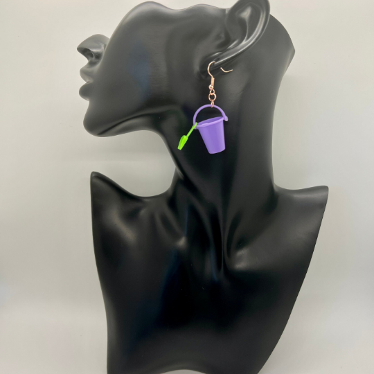 Purple Sand Pail Bucket Earrings