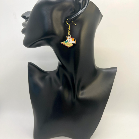 Cat Earrings - Book Lover Earrings