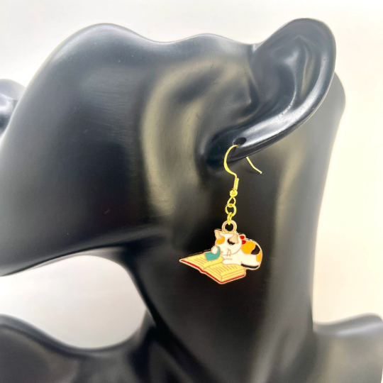 Cat Earrings - Book Lover Earrings