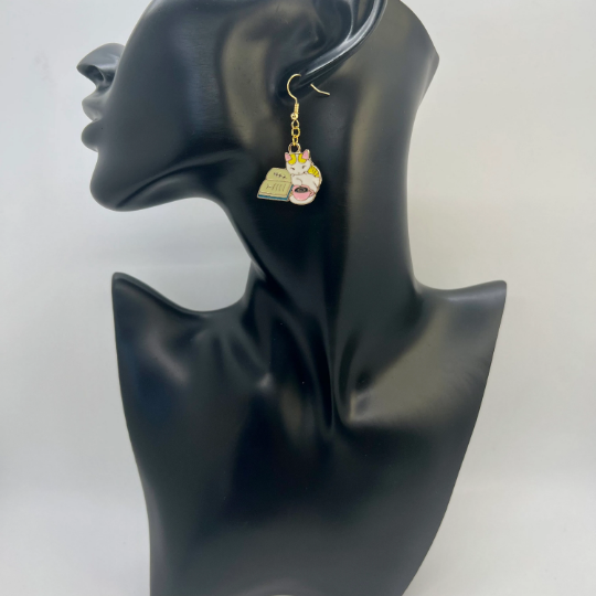 Cat Earrings - Book Lover Earrings