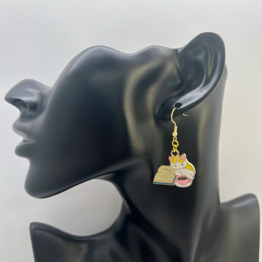 Cat Earrings - Book Lover Earrings