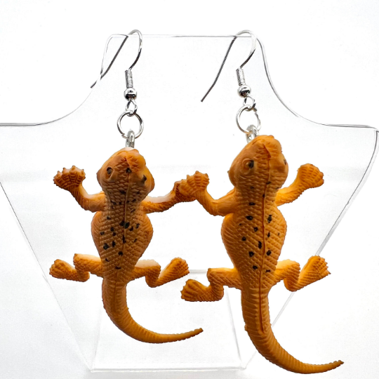 Orange Lizard Earrings