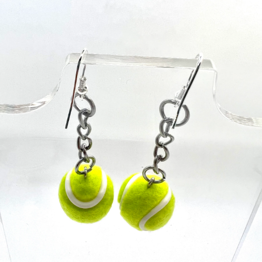 Fuzzy Tennis Ball Earrings