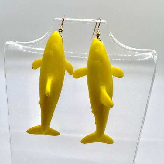 Yellow Dolphin Earrings