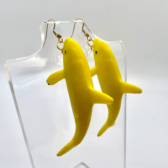 Yellow Dolphin Earrings