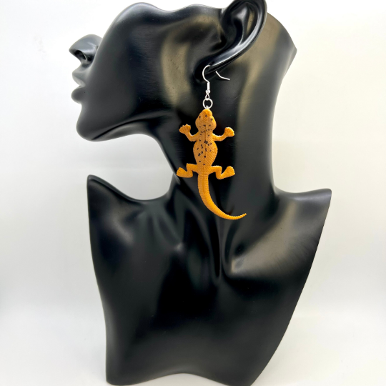 Orange Lizard Earrings