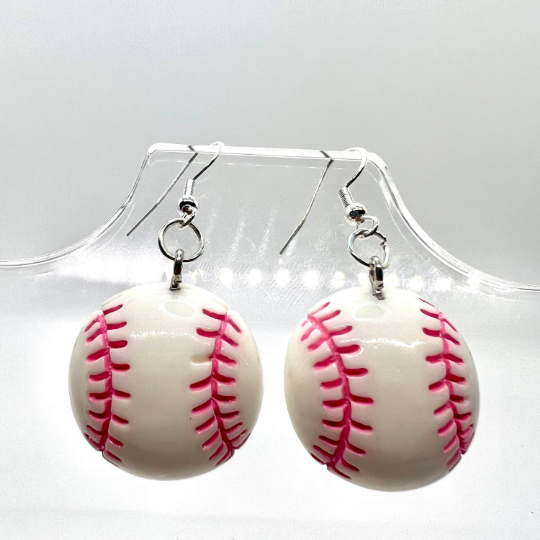 Pink Softball Earrings