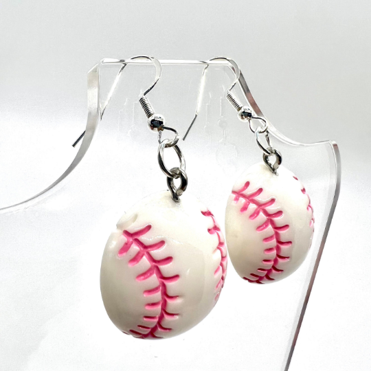 Pink Softball Earrings