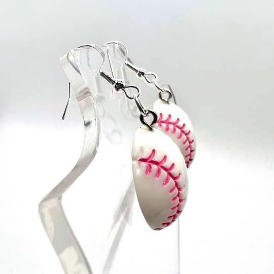 Pink Softball Earrings