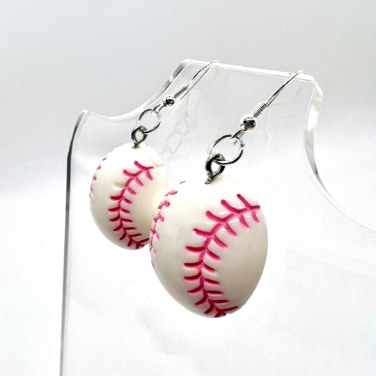 Pink Softball Earrings