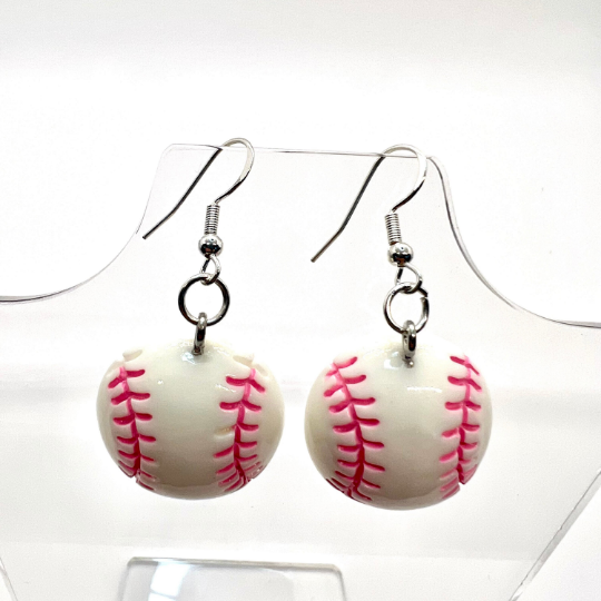 Pink Softball Earrings