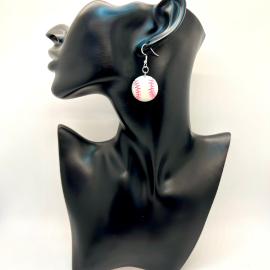 Pink Softball Earrings