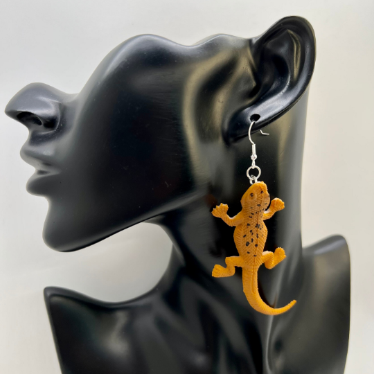 Orange Lizard Earrings