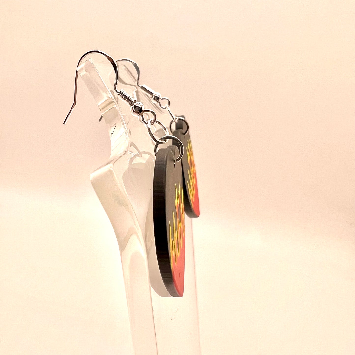 Wednesday Addams Flaming Heart Earrings