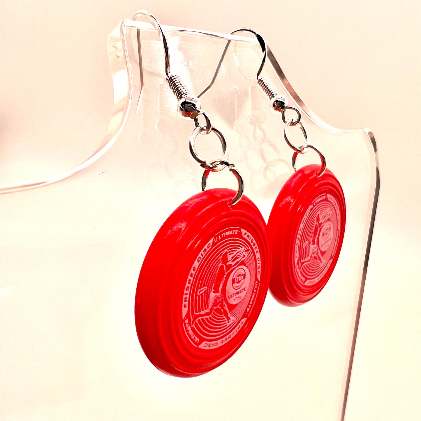 Red Frisbee Earrings