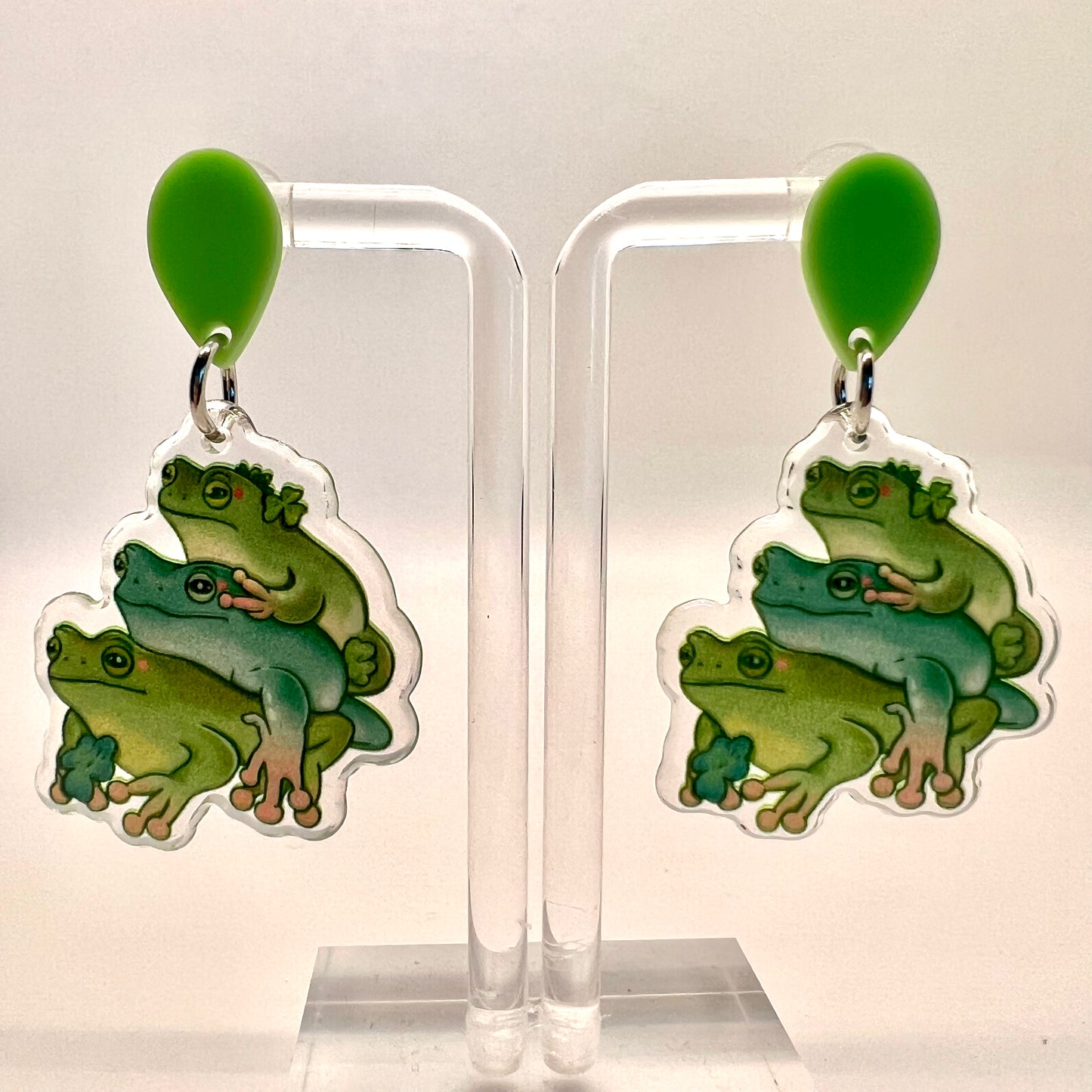 Green Frog Earrings