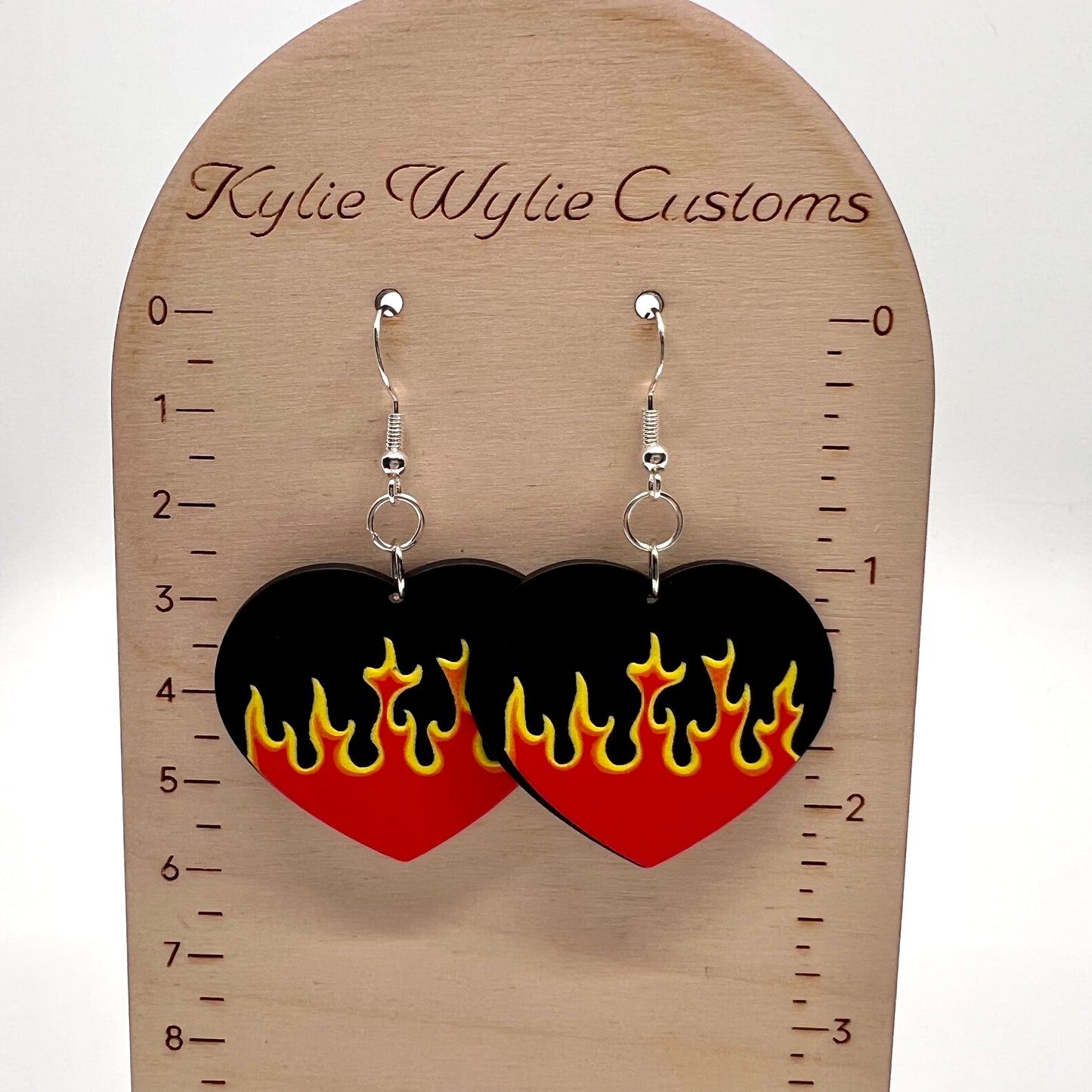 Wednesday Addams Flaming Heart Earrings