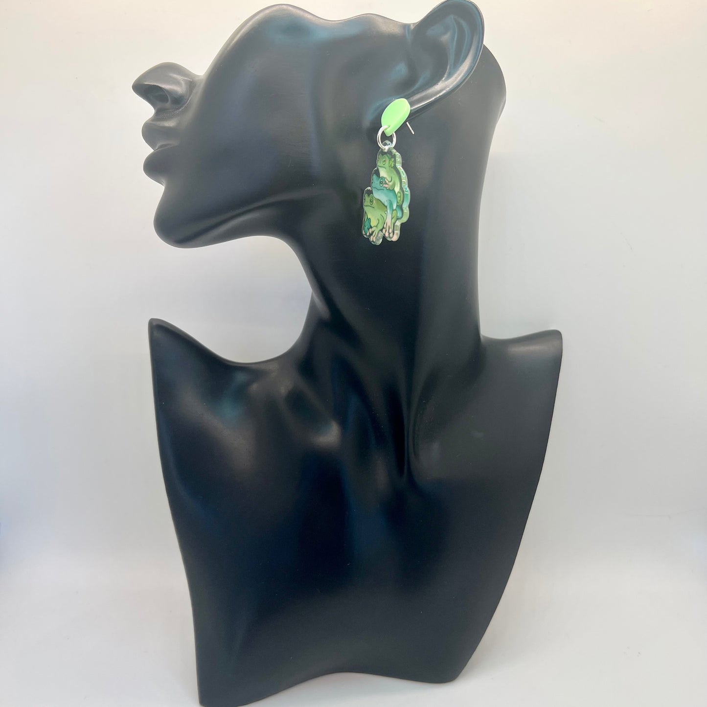 Green Frog Earrings