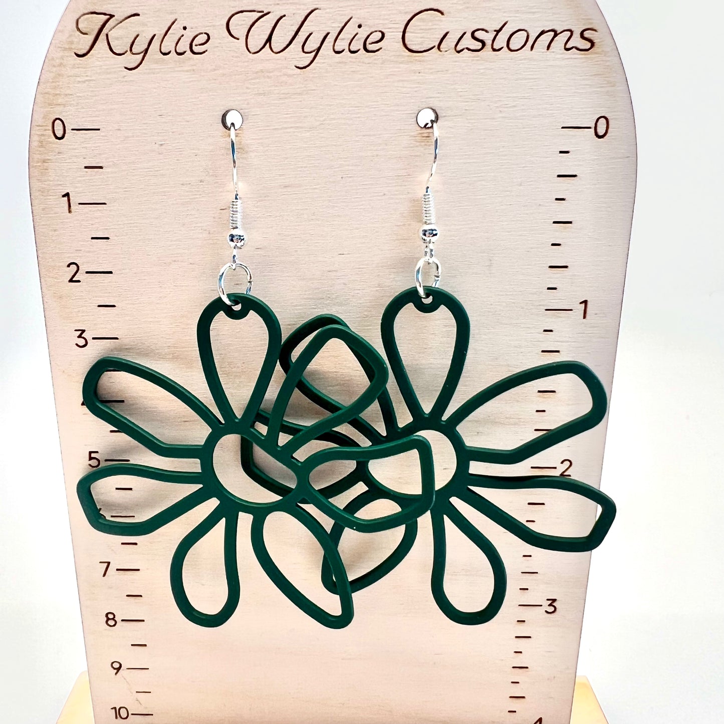 Large Green Flower Earrings