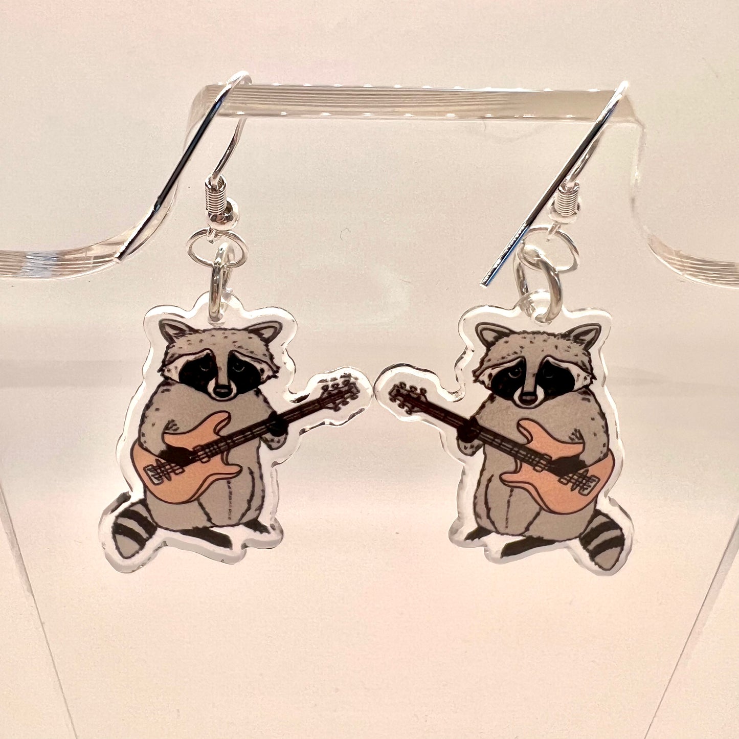 Raccoon Guitar Earrings