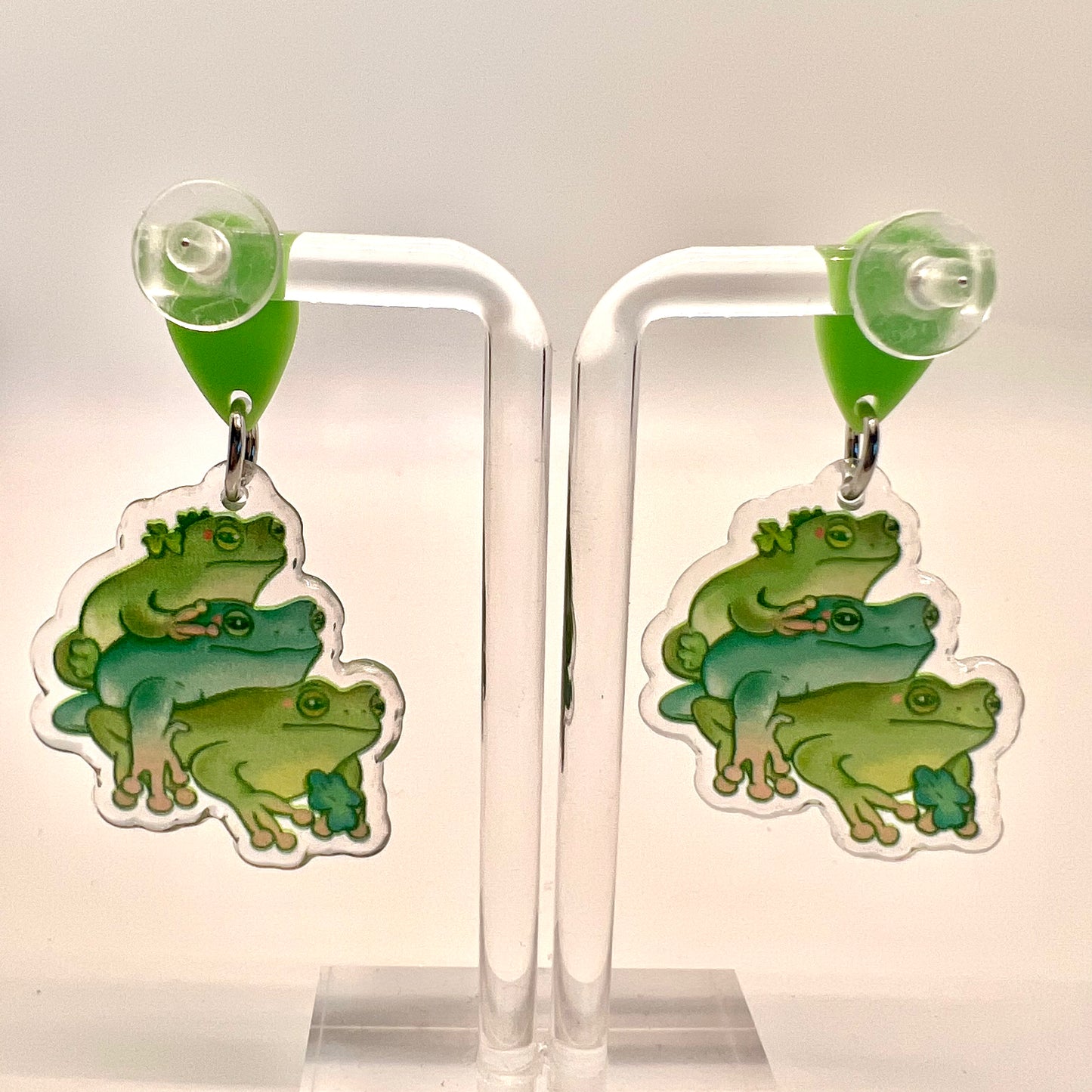 Green Frog Earrings
