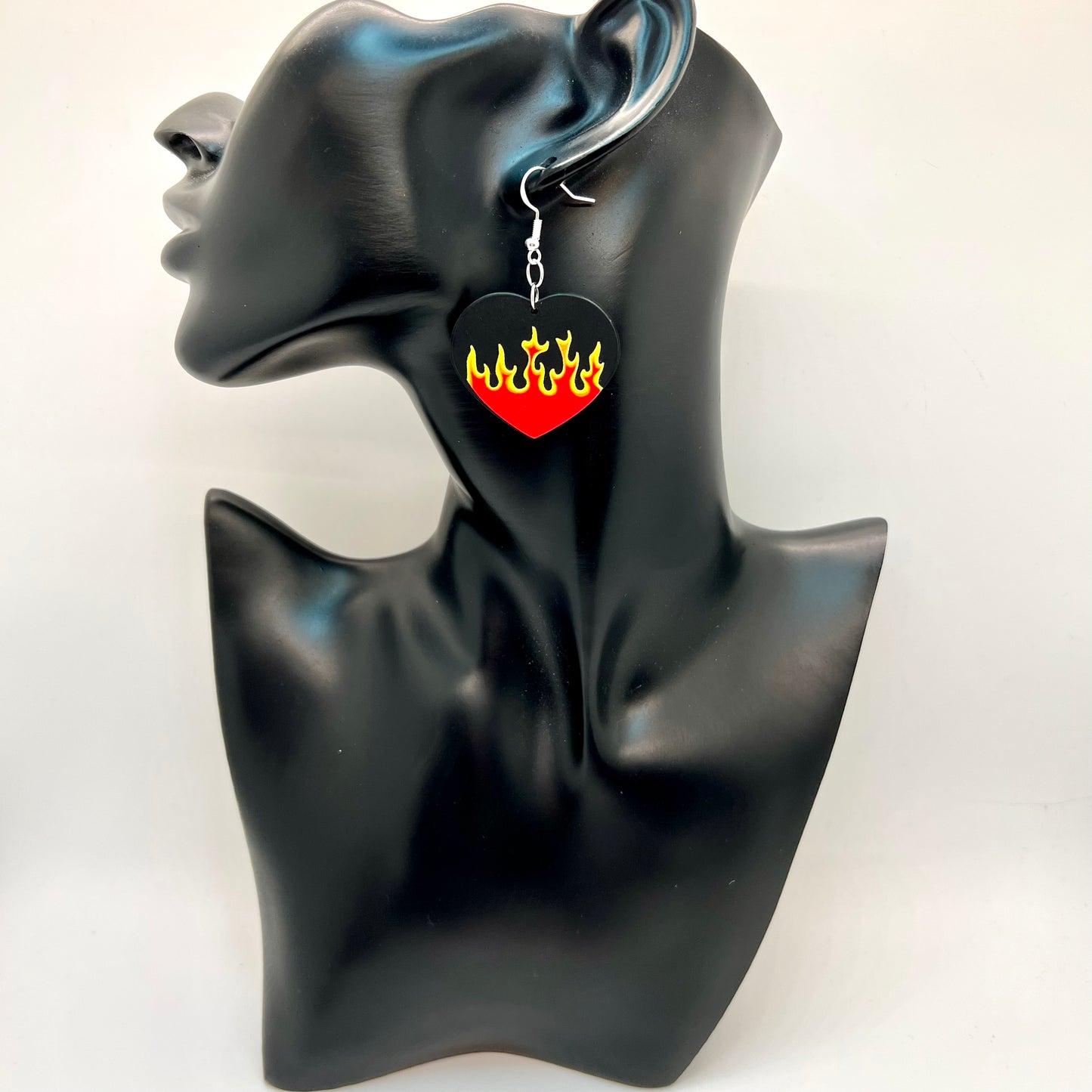 Wednesday Addams Flaming Heart Earrings