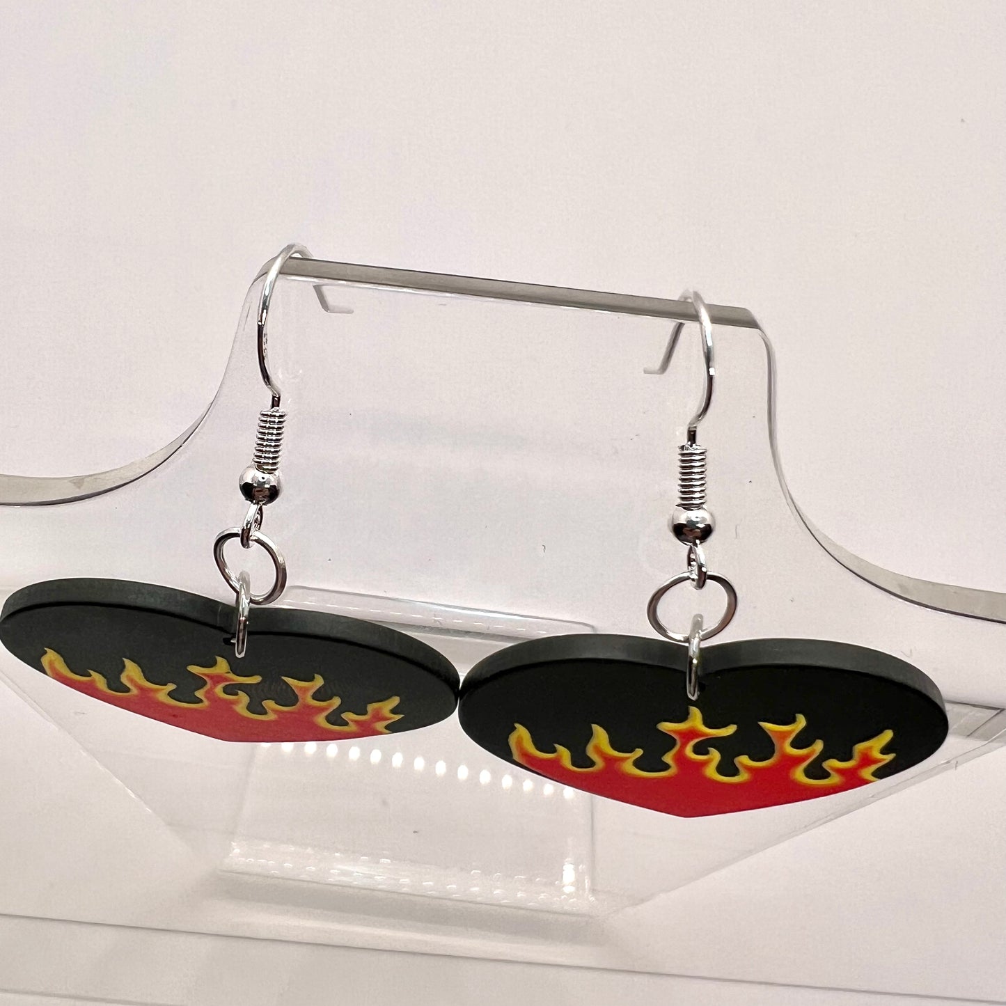 Wednesday Addams Flaming Heart Earrings