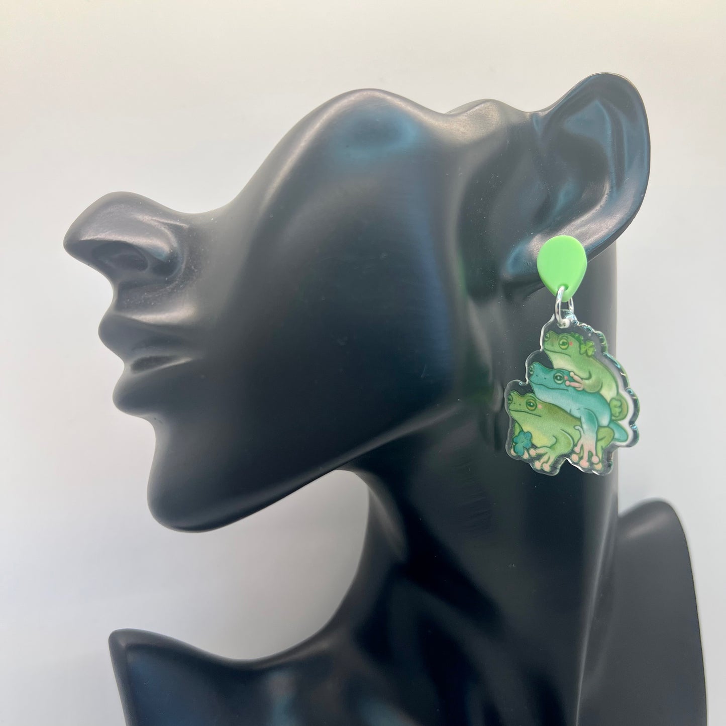 Green Frog Earrings