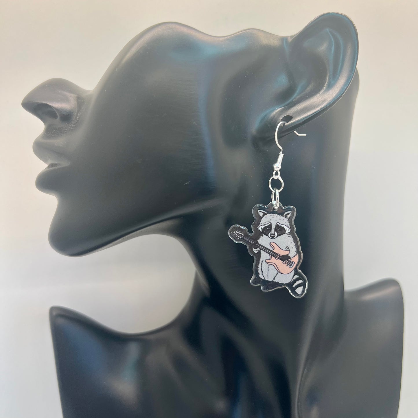 Raccoon Guitar Earrings