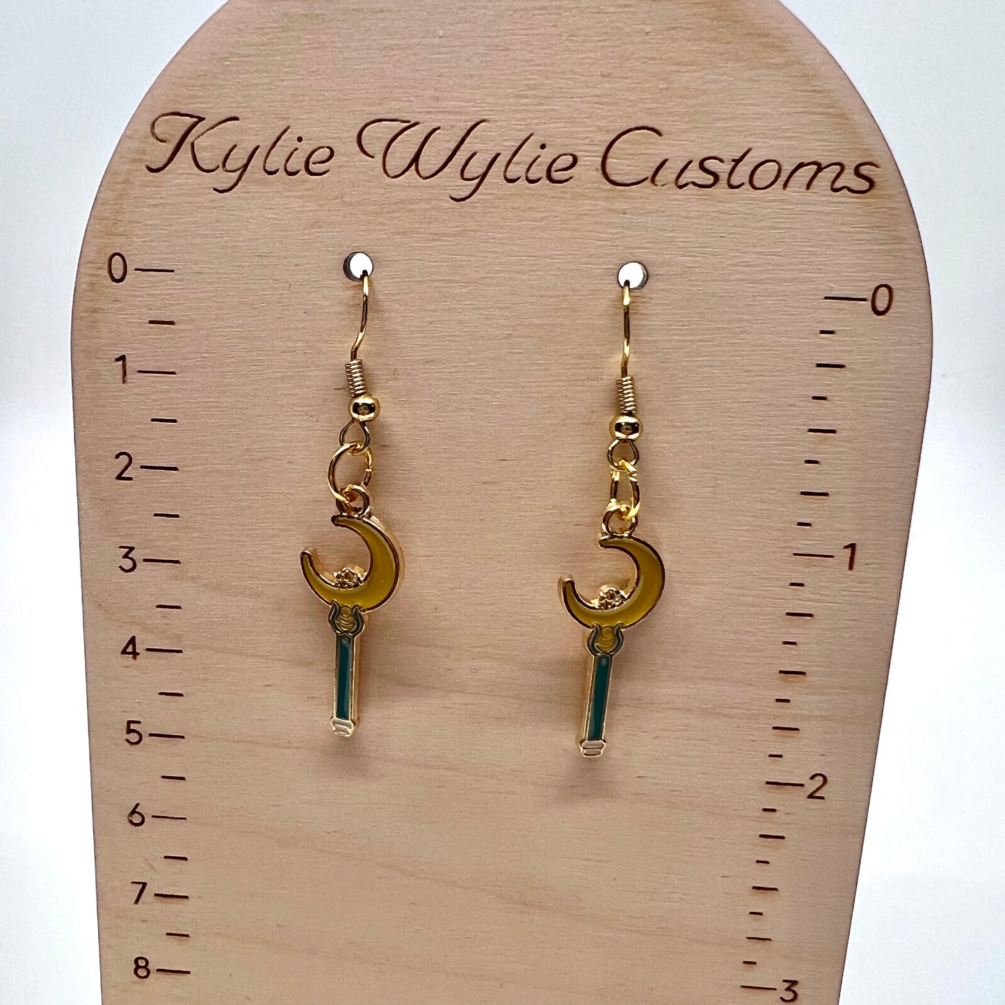 Crescent Moon Wand Earrings