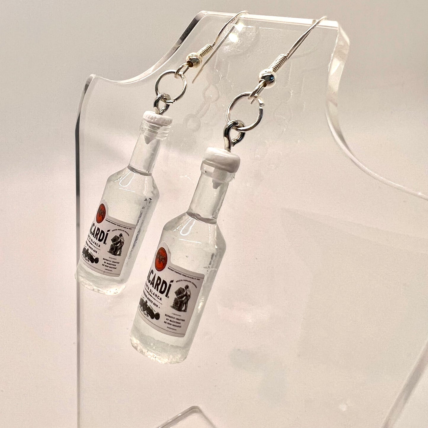 Bacardi Rum Bottle Earrings
