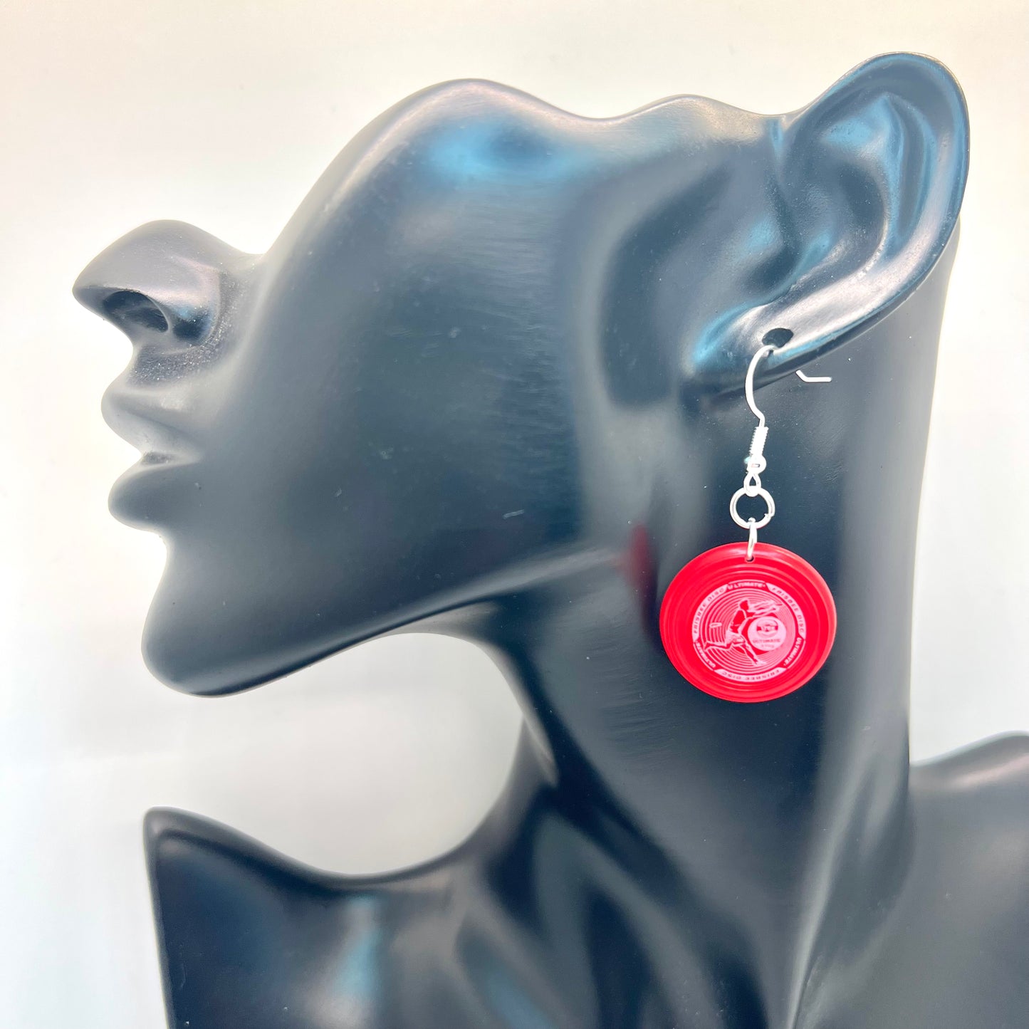 Red Frisbee Earrings