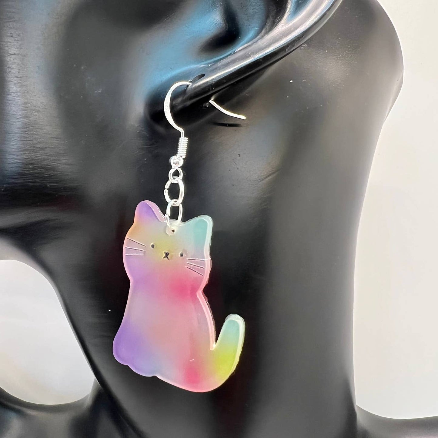 Tye Dye Kitty Cat Earrings
