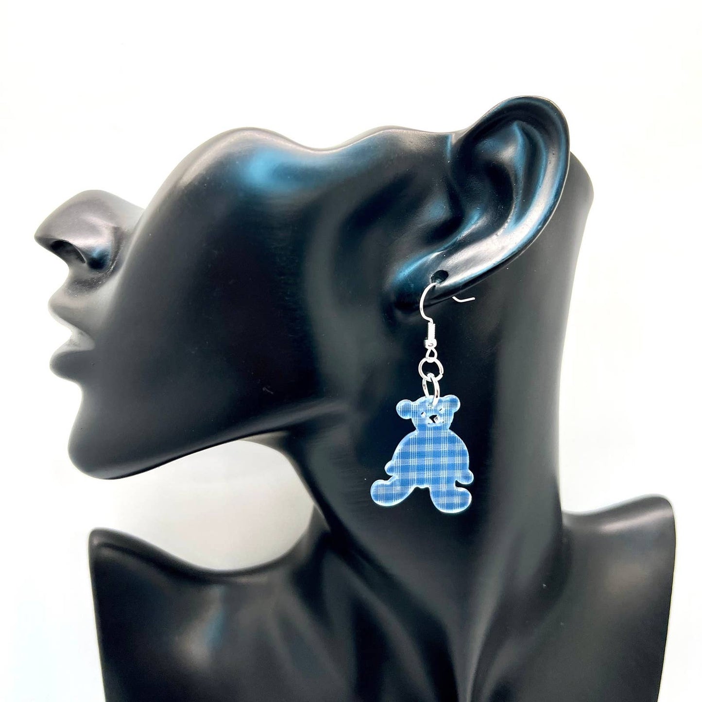 Gingham Teddy Bear Earrings