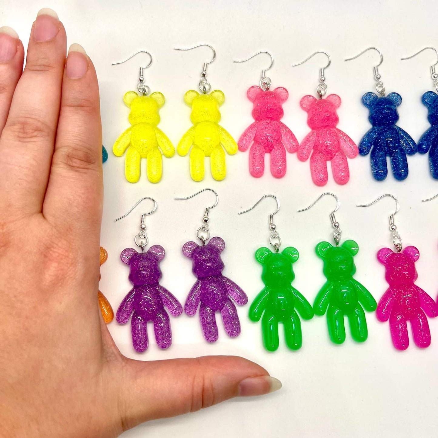 Large Glitter Bear Earrings