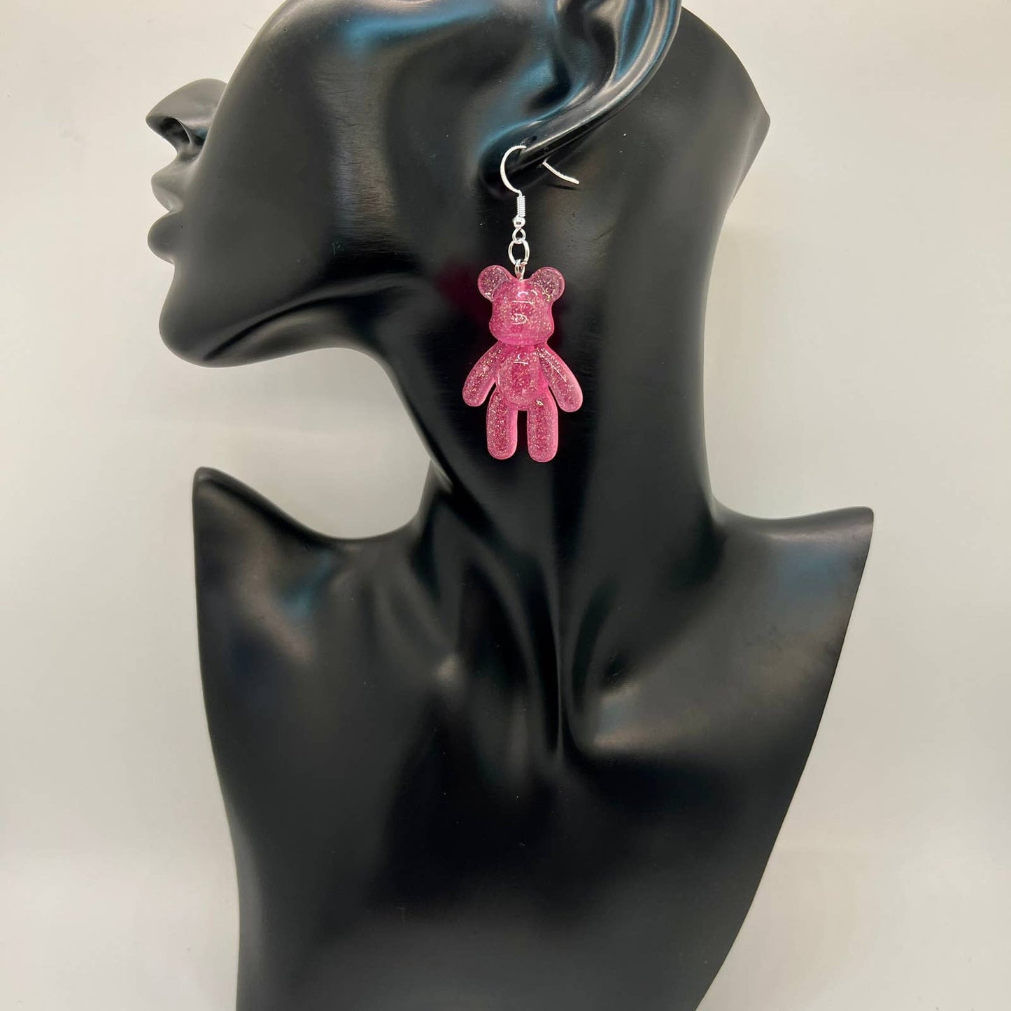 Large Glitter Bear Earrings